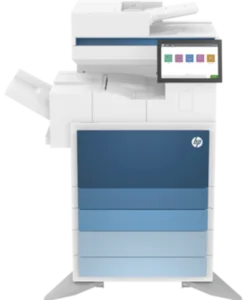 A blue printer with a white background