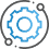 A blue and gray circular pattern on a green background.