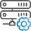 A blue and black pixel art picture of a computer