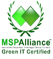 A green logo with the words msp alliance and an arrow.