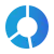 A blue circle with a gray background